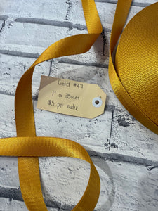 1” Polyester Webbing Herringbone - Gold  #47 - per  metre