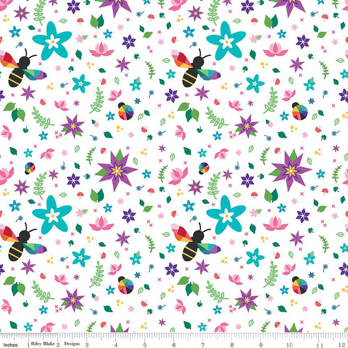 Bloom-  Main White by Kristy Lea for Riley Blake Designs