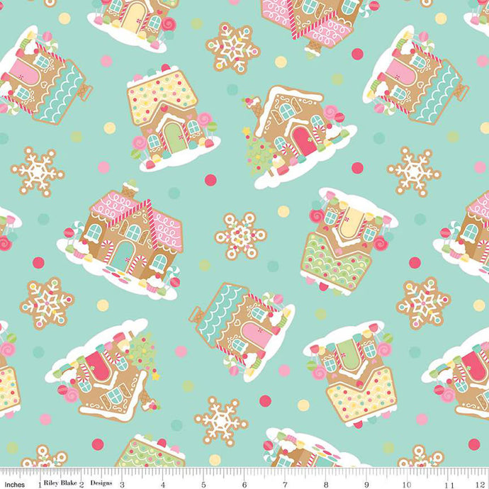 Gingerbread Kisses - Main- Blue for Riley Blake Designs 16440-blue