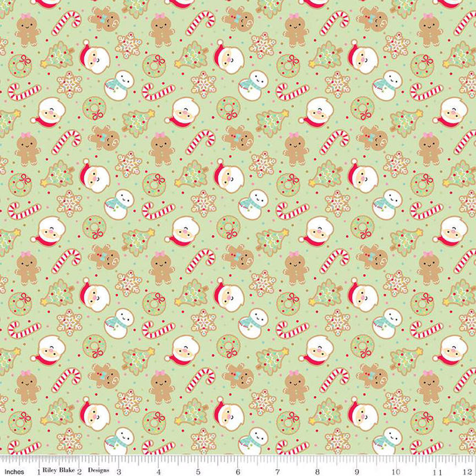 Gingerbread Kisses - Sugar Cookies- Green for Riley Blake Designs 16441-Green