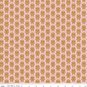 Gingerbread Kisses - Gingerbread Men - Pink  for Riley Blake Designs 16442-Pink