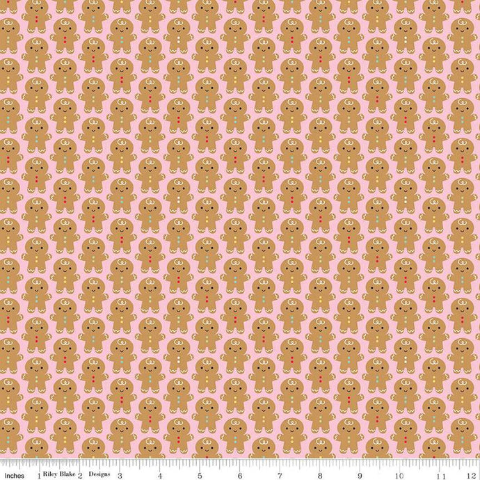 Gingerbread Kisses - Gingerbread Men - Pink  for Riley Blake Designs 16442-Pink