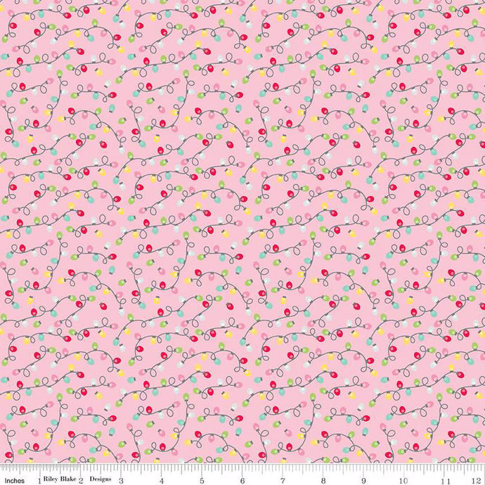 Gingerbread Kisses - Lights- Pink  for Riley Blake Designs 16446-Pink