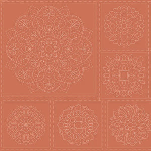 Sashiko Panel Mandala - Burnt Clay  Dv4062