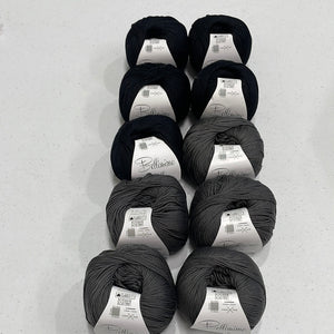 Clearance Airlie 4ply 100% cotton yarn 10 balls - 5 balls black and 5 balls Slate Grey