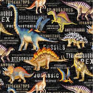 Dinosaurs Land Black Dinosaurs, Dinosaurs- Michael Miller Fabrics