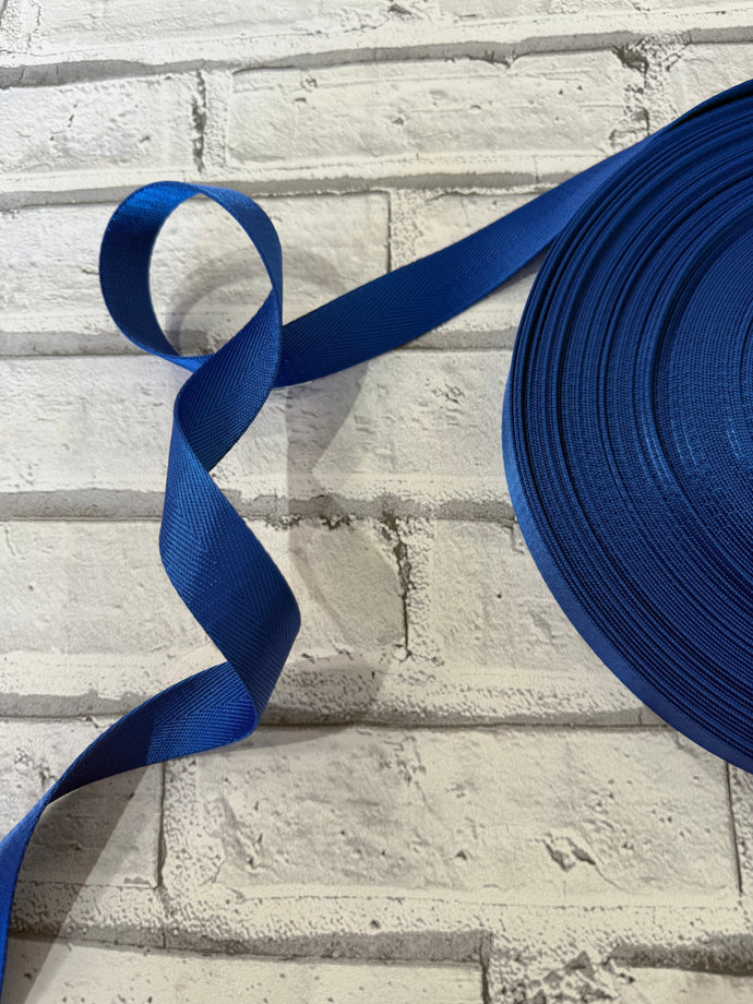 1” Polyester Webbing Herringbone - Royal  #98 per  metre
