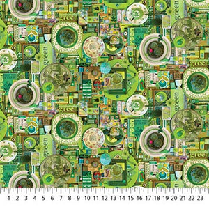 Color Collage 2 - Green- by Shelley Davies for Northcott Fabrics- DP22412-74