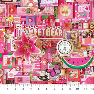Color Collage 2 Fabric  - Pink -by Shelley Davies for Northcott Fabrics- DP22418-22