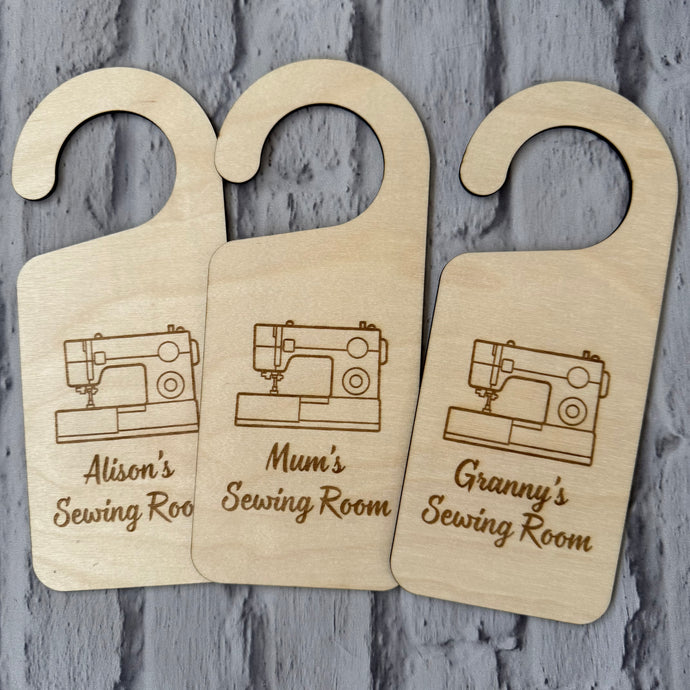 Custom Sewing Room door handle sign