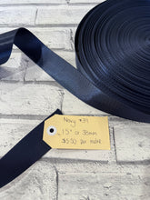 Load image into Gallery viewer, 1.5” Polyester Webbing Herringbone -  Navy #39 per metre