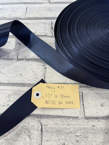 1.5” Polyester Webbing Herringbone -  Navy #39 per metre