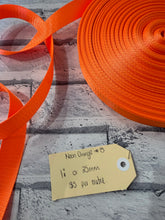 Load image into Gallery viewer, 1” Polyester Webbing Herringbone - Neon Orange #8 per  metre