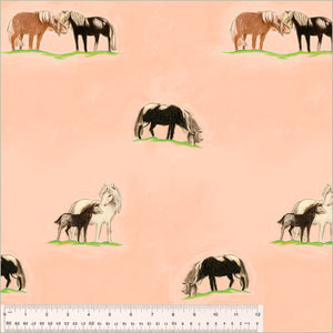 Heather Ross by Hand - Ponies - Peach For Windham Fabrics 54253D-4