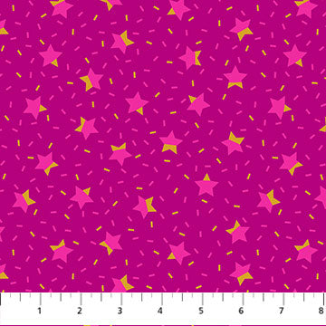Party Time - Figo Fabric - Stars Fuchsia