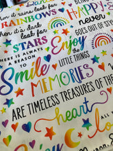 Load image into Gallery viewer, Inspired Words Rainbow on white by  Northcott Fabrics