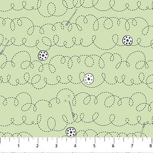 My Happy Place -Doodle Stitches Green  by  Northcott Fabrics
