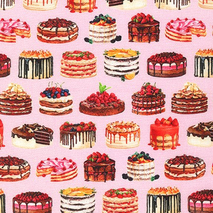 Sweet Tooth - Cakes - Pink by Mary Lake-Thompson for Robert Kaufman