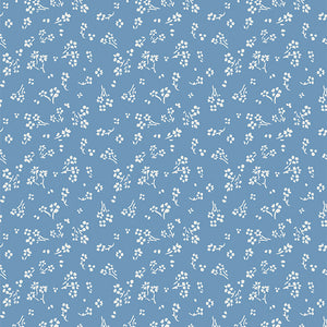 Art Gallery Fabric - True Blue -Sprinkled Florets Sky By Maureen Cracknell