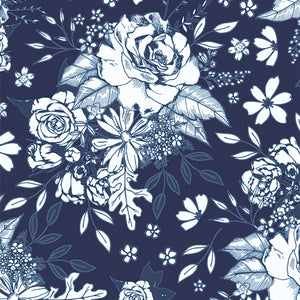 Art Gallery Fabric - True Blue -Floral Universe Midnight  By Maureen Cracknell