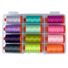 Load image into Gallery viewer, Pre-order - Aurifil Designer Collection - Untamed 50wt + Neon (12 Large Spools) by Tula Pink