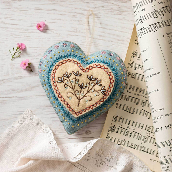 Embroidered Heart Felt Craft Mini Kit by Corrine Lapierre