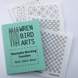 Washable Mending Transfers #4 Green Patterns Wren Bird Arts