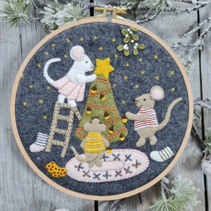 Christmas with the Mouse Family Felt Appliqué Hoop Kit by Corrine Lapierre