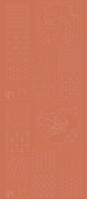 Fauna Sashiko Panel  - Clay-  DV4097