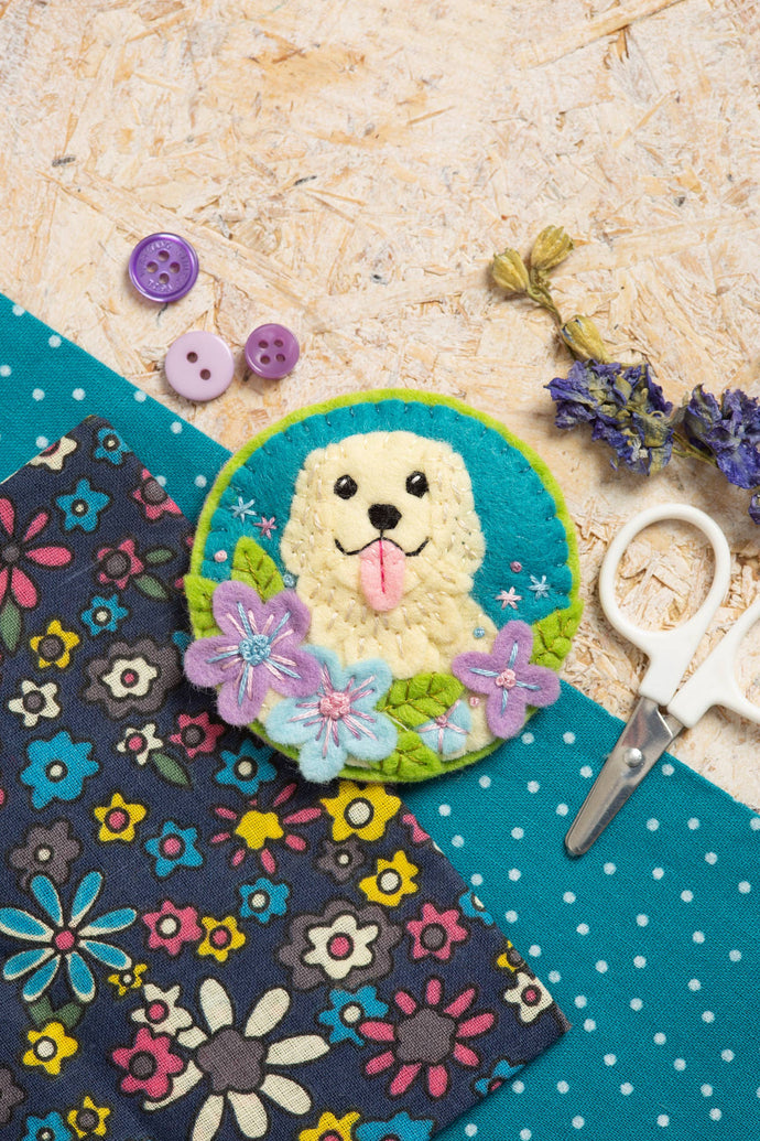 Golden Retriever Felt Craft Brooch Kit | Complete Craft Kit