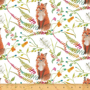 Fox Wood by Betsy Olmsted  Canvas for Windham Fabrics - Curious Fox -White