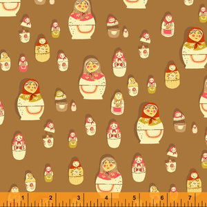 West Hill - Matryoshka Dolls - Brown by Heather Ross For Windham Fabrics
