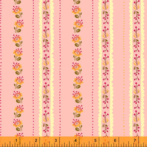 West Hill - Floral Stripe - Pink by Heather Ross For Windham Fabrics