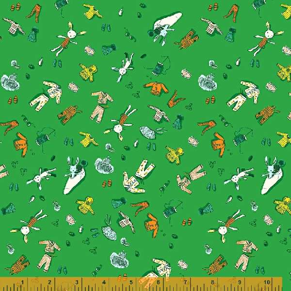 Lucky Rabbit - Doll Clothes - Green by Heather Ross For Windham Fabrics