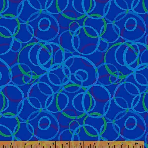 Color Wheel - Rings Blue by Annabel Wrigley For Windham Fabrics