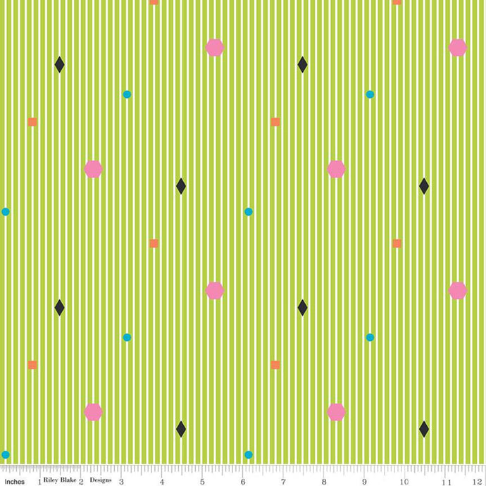 Colour Wall Stripe -Lime- By Sue Daley for Riley Blake Designs