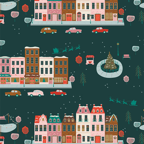 Art Gallery Fabric - Christmas in the City - Joyful Boulevard - Night