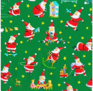 Christmas Jamboree - Holly Green Santas Fabric- for Robert Kaufman