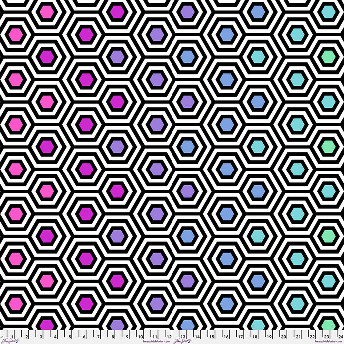 Tula Pink - Backing Fabric  - Rainbow Hexy XL - Ink
