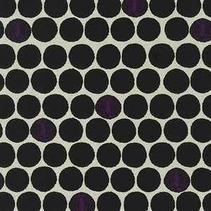 Cotton Flax Print - Black dots on natural for Robert Kaufman
