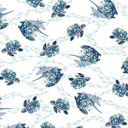 Cotton & Steel  - Cosmic Seas -  Make Waves - Ocean Blue Fabric