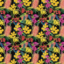 Lawn Fabric by Robyn Hammond -Mixed Native Floral Multi Bright Black- Devonstone