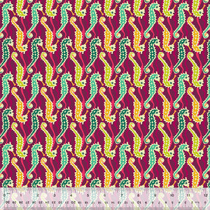 Clearance 5m @ $20 p/m Atlantis by Sally Kelly -  Seahorse - Fuchsia