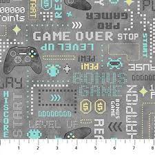 Gaming Zone -  Gaming Words -  Grey Multi  - Northcott Fabrics