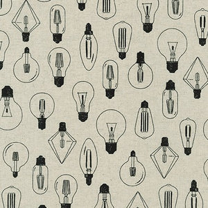 Cotton Flax Print -Light Bulbs on Natural for Robert Kaufman