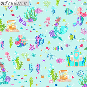 Mystical Mermaids - Mermaid Party - Aqua for Benartex Fabrics