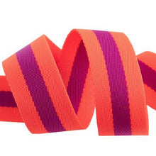 Load image into Gallery viewer, Tula Pink Webbing - Orange and Purple - one metre cut